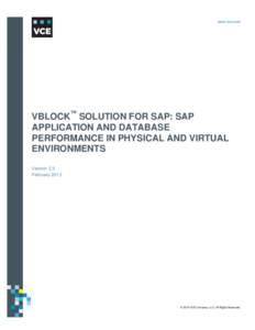 Vblock Solution for SAP: SAP Application and Database Performance in Physical and Virtual Environments
