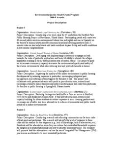 Environmental Justice Small Grants Program Project Descriptions for 2009