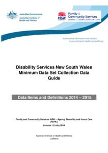 Disability Services New South Wales Minimum Data Set Collection Data Guide