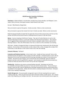 KACHA Executive Committee Call Minutes August 7, 2012 Attendance: Debbie Guilbault, Travis Barnhart, Armelia Posey, Ebony Wardlaw, Jeni Mulqueen, Liatris Studer, Kenny Cochrane, Dominique Saunders, Ralph Wilmoth, Nick Hi