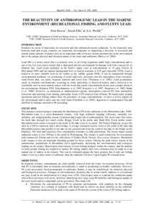 Regolith 2005 – Ten Years of CRC LEME  17 THE REACTIVITY OF ANTHROPOGENIC LEAD IN THE MARINE ENVIRONMENT (RECREATIONAL FISHING AND FLUFFY LEAD)