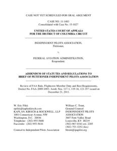 CASE NOT YET SCHEDULED FOR ORAL ARGUMENT CASE NOConsolidated with Case NoUNITED STATES COURT OF APPEALS FOR THE DISTRICT OF COLUMBIA CIRCUIT __________________________________________________