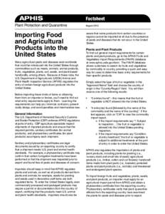 APHIS Plant Protection and Quarantine Importing Food and Agricultural Products into the