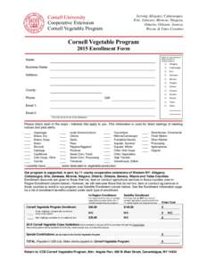 Cornell University Cooperative Extension Cornell Vegetable Program Serving Allegany, Cattaraugus, Erie, Genesee, Monroe, Niagara,