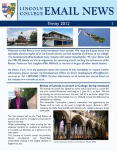 LINCOLN COLLEGE EMAIL NEWS Trinity 2012