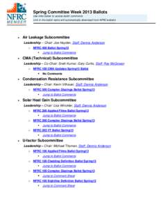 Spring Committee Week 2013 Ballots  Use links below to access ballot comments Link in the ballot name will automatically download from NFRC website  •