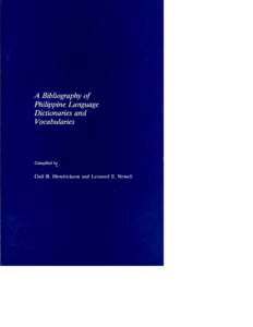 A Bibliography of Philippine Language Dictionaries and