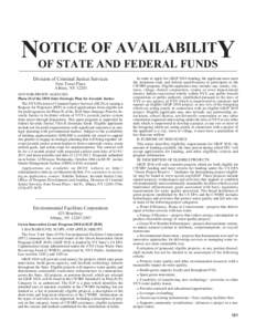 OTICE OF AVAILABILITY NOF STATE AND FEDERAL FUNDS Division of Criminal Justice Services Four Tower Place Albany, NY 12203