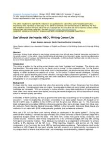 Academic Exchange Quarterly Winter 2013 ISSNVolume 17, Issue 4 To cite, use print source rather than this on-line version which may not reflect print copy format requirements or text lay-out and pagination. Th