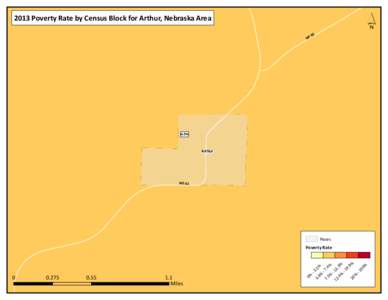 ´  2013 Poverty Rate by Census Block for Arthur, Nebraska Area -92 NE