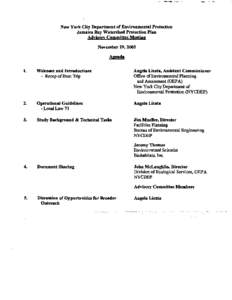 New York City Department of Environmental Protection Jamaica Bay Watershed Protection Plan Advisorv Committee Meeting November 29,2005  Welcome and Introductions