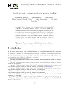 Mathematics-in-Industry Case Studies Journal, Volume 5, ppIdentification of a response amplitude operator for ships Giovanni A. Bonaschi ∗ Olena Filatova † Carlo Mercuri ‡