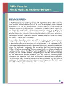 ABFM News for Family Medicine Residency Directors MarchSAMs in RESIDENCY