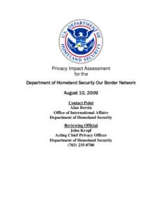 Department of Homeland Security Privacy Impact Assessment Our Border Network