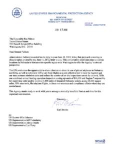 Follow-up Letters to Nebraska Delegation