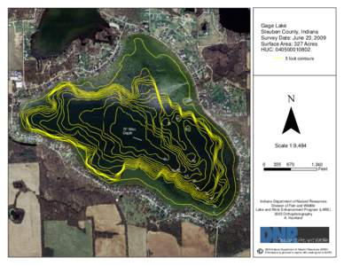 Gage Lake Steuben County, Indiana Survey Date: June 23, 2009 Surface Area: 327 Acres HUC: [removed]foot contours