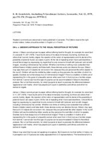 E. H. Gombrich, (including N Goodman) Letters, Leonardo, Vol. 12, 1979, pp[removed]Trapp no.1979M.1] Leonardo, Vol. 12, pp[removed]Pergamon Press Ltd[removed]Printed in Great Britain.  LETTERS