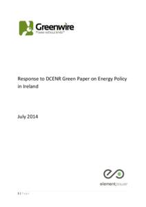 Response to DCENR Green Paper on Energy Policy in Ireland July|Page
