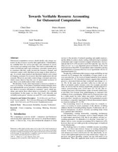 Towards Verifiable Resource Accounting for Outsourced Computation Chen Chen Petros Maniatis