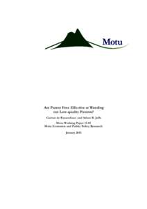 Are Patent Fees Effective at Weeding out Low-quality Patents? Gaétan de Rassenfosse and Adam B. Jaffe Motu Working PaperMotu Economic and Public Policy Research January 2015