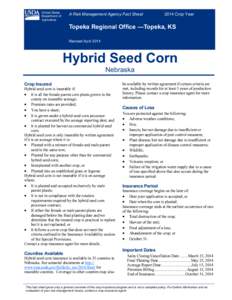 Topeka Regoinal Office Nebraska Hybrid Seed Corn Fact Sheet