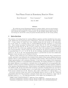 Non-Planar Fronts in Boussinesq Reactive Flows Henri Berestycki∗ Peter Constantin  †