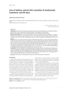 Original paper  Loss of asthma control after cessation of omalizumab