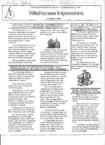 WASHTENAW HISTORI CAL SOC IETY-Fctunded December[removed]Washtenaw Impressions dCTOBER[removed]WASHTENAW COUNTY HISTORICAL COMMISSION SURVEY