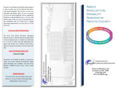 About Intellectual Disability Services in Fayette County