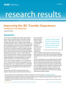 Research Results: Improving the BC Transfer Experience