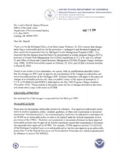 UNITED STATES DEPARTMENT OF COMMERCE National Oceanic and Atmospheric Administration NATIONAL OCEAN SERVICE OFFIC E OF OCEAN AN D COASTAL RESOURCE MANAGEMENT Silver Spring, Maryland 20910