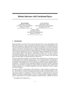 Robust Inference with Variational Bayes  Tamara Broderick Ryan Giordano Department of EECS Department of Statistics