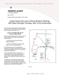 Microsoft Word[removed]Night Closure of Dulles Airport Exit Lane to Route 28 North.doc