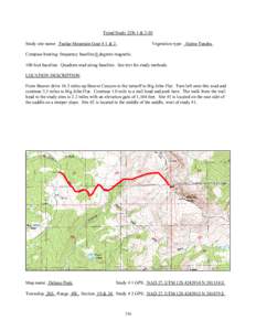 Trend Study 22R-1 & 2-03 Study site name: Tushar Mountain Goat # 1 & 2 . Vegetation type: Alpine Tundra .  Compass bearing: frequency baseline 0 degrees magnetic.