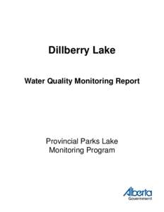 Dillberry Lake Water Quality Monitoring Report Provincial Parks Lake Monitoring Program