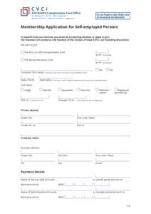 CVCI Membership Application for Self-employed Persons