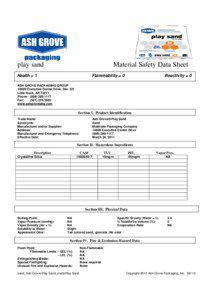 Industrial hygiene / Dangerous goods / Sand / Silicosis / Threshold limit value / Material safety data sheet / Silicon dioxide / Health / Safety / Occupational safety and health