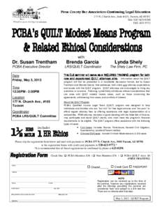 Pima County Bar Association Continuing Legal Education 177 N. Church Ave., Suite #101, Tucson, AZ[removed]Tele: [removed]FAX: [removed]with