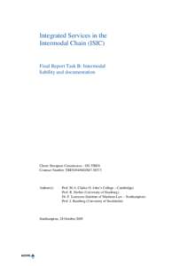 Integrated Services in the Intermodal Chain (ISIC) Final Report Task B: Intermodal liability and documentation