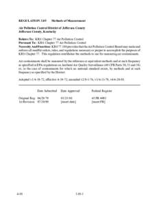 REGULATION[removed]Methods of Measurement Air Pollution Control District of Jefferson County Jefferson County, Kentucky