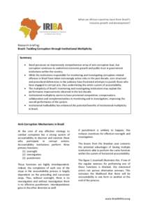 What can African countries learn from Brazil’s inclusive growth and development? Research briefing: Brazil: Tackling Corruption through Institutional Multiplicity Summary