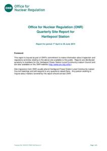 Microsoft Word - EDF NGL - Hartlepool - Quarter 2 SSG Site Report  - period 1April - 30 June 2014.WBK