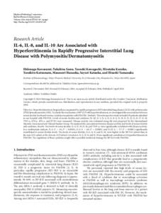 IL-6, IL-8, and IL-10 Are Associated with Hyperferritinemia in Rapidly Progressive Interstitial Lung Disease with Polymyositis/Dermatomyositis