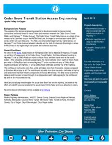 Cedar Grove Transit Station Access Engineering  April 2013 Apple Valley to Eagan Project description