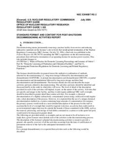 NEC EXHIBIT RS 2 [Excerpt] U.S. NUCLEAR REGULATORY COMMISSION REGULATORY GUIDE OFFICE OF NUCLEAR REGULATORY RESEARCH REGULATORY GUIDE[removed]Draft was issued as DG-1071)