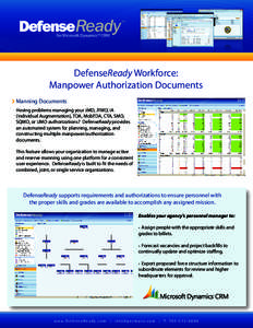 TM  for Microsoft DynamicsTM CRM DefenseReady Workforce: Manpower Authorization Documents