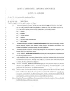 CHAPTER 01 – NORTH CAROLINA ACUPUNCTURE LICENSING BOARD[removed]SECTION[removed]LICENSURE