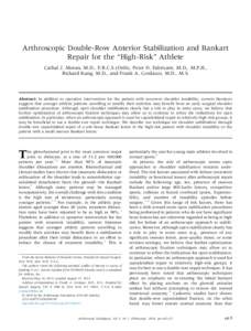 Arthroscopic Double-Row Anterior Stabilization and Bankart Repair for the ``High-Risk'' Athlete