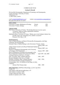 CV of Gerhard J. Herndl  page 1 of 1 CURRICULUM VITAE Gerhard J. Herndl