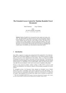 The Extended Access Control for Machine Readable Travel Documents∗ Rafik Chaabouni Serge Vaudenay